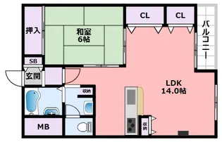 甲子園第8コーポラスA棟【4階】の間取り
