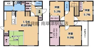 滋賀県草津市野路東4【一戸建】の間取り