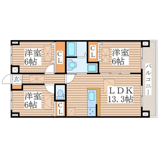 ルネス グリスィーヌ【2階】の間取り