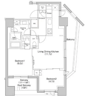 ザ・パークハビオ荏原中延プレイス【10階】の間取り