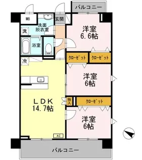 神奈川県横浜市青葉区荏田町【マンション】の間取り