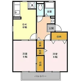ハイカムール東台D棟【2階】の間取り