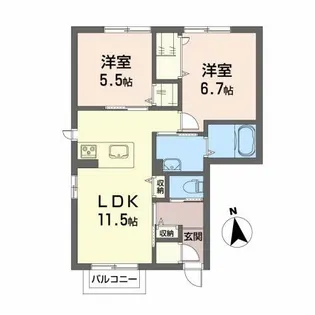 アルフラットA【1階】の間取り