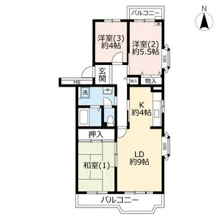 UR浜見平【4階】の間取り