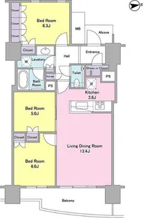 BLUEHARBORTOWERみなとみらい【14階】の間取り