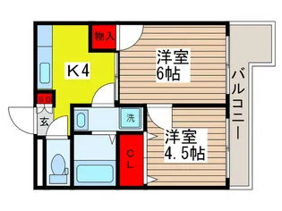 モモゾノレジデンス【4階】の間取り