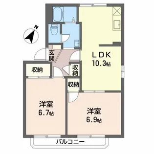 タウニーA【2階】の間取り