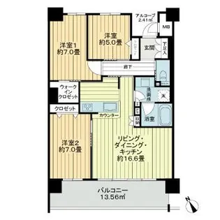 サーパス学校町レジデンス【6階】の間取り