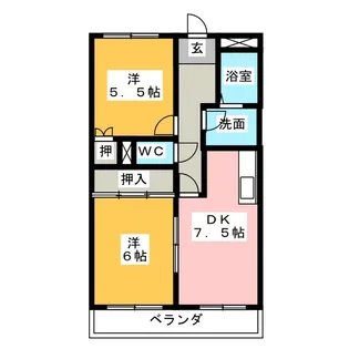 グランデージュ美咲【1階】の間取り