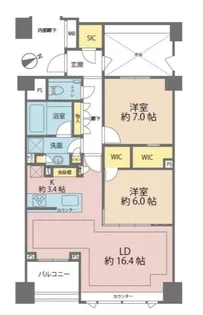 ミッドガーデン赤坂氷川【9階】の間取り