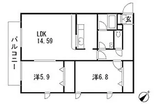 グランドコートB【2階】の間取り