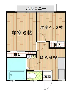 内谷ハイツC棟【1階】の間取り