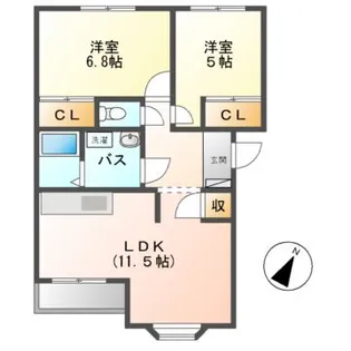 クローバーA・B【2階】の間取り