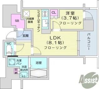 シエリアタワー仙台青葉通【13階】の間取り