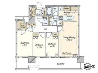 HARUMI FLAG SUN VILLAGE T棟【41階】の間取り