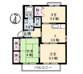 バリュージュ新町 B棟【2階】の間取り
