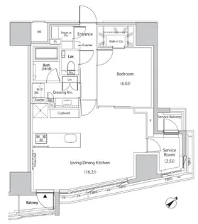 ザ・パークハビオ市ヶ谷イースト【10階】の間取り
