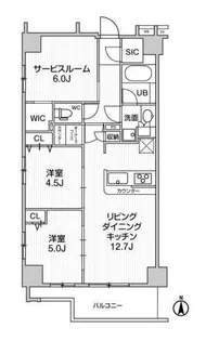 東京都国立市東1【マンション】の間取り