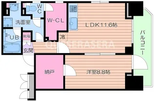 プレサンスNEO中之島公園【15階】の間取り