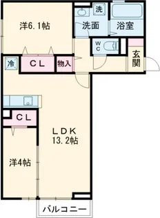 シェルフ宮丸 A棟【2階】の間取り