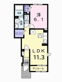 ウイング 三柿野I【1階】の間取り