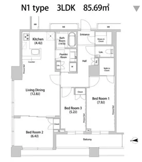 品川ハートビュータワー【25階】の間取り
