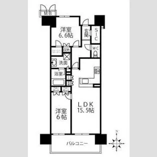ジオ福島野田 The Marks【19階】の間取り