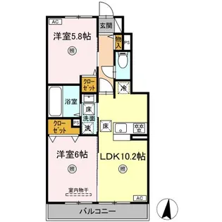 ミモザ熊本駅北 B棟【1階】の間取り