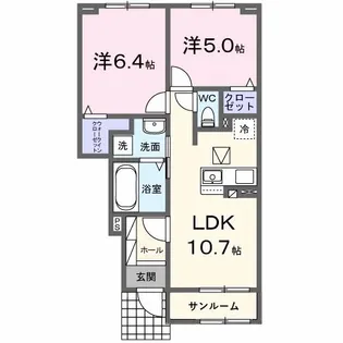 アンソレイエ高浜I【1階】の間取り