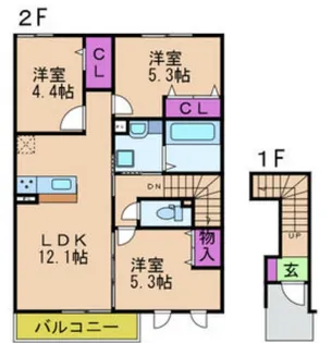 サン ラフィーエ上小阪B棟の間取り