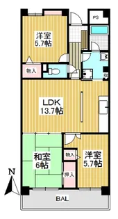オークレイコート高松I【3階】の間取り