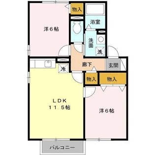 ハイム上野町D【2階】の間取り