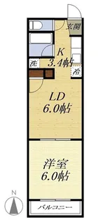 1LDKの間取り画像