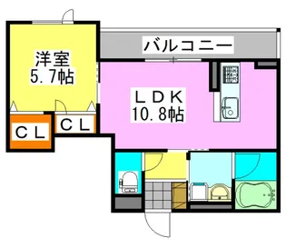 1LDKの間取り画像