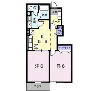 レイベルポート松元A棟【1階】の間取り