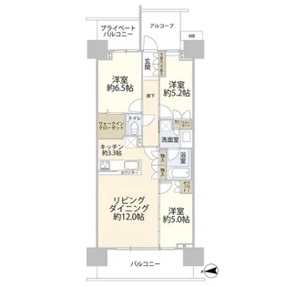 グランドメゾン品川シーサイドの杜(012373)【1階】の間取り