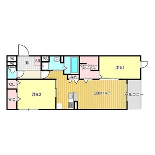 シーグレース浜甲子園【1階】の間取り