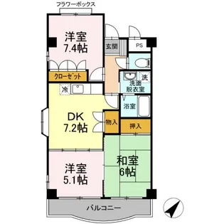 レジデンス山崎【3階】の間取り