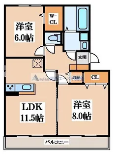 クレール萱振【2階】の間取り