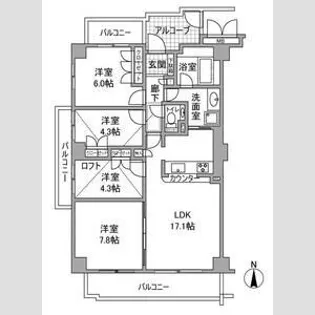 東急ドエル・アルス大和八木【10階】の間取り