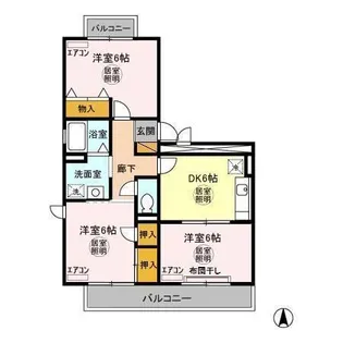 オーシャンヒルズB【2階】の間取り