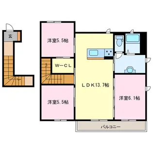 アザレアA棟【2階】の間取り