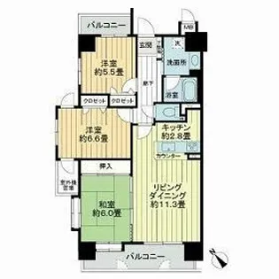 ライオンズマンション水前寺第3弐番館【5階】の間取り