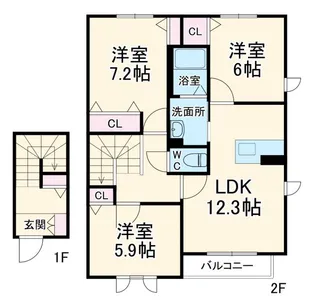 エステート浜尾【2階】の間取り