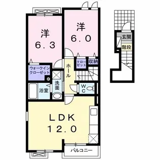 ラ・ゴロンドリーナB【2階】の間取り