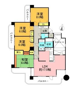 ライオンズマンション山の手【8階】の間取り