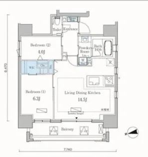 カーサスプレンディッド麻布十番【10階】の間取り