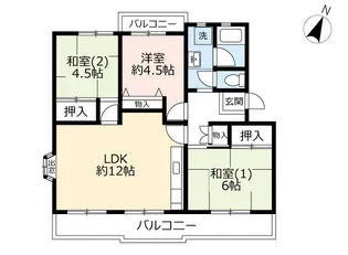 URグリーンタウン槇島【2階】の間取り