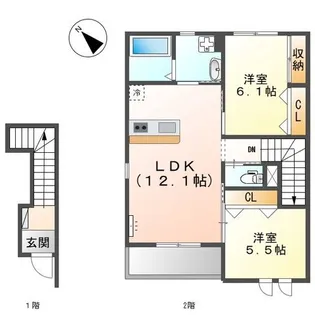 サンシャイン ヒルズ【2階】の間取り