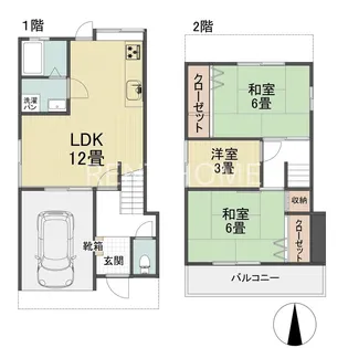 大阪府柏原市本郷4【一戸建】の間取り
